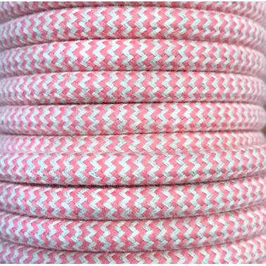 CIR62BA06 5 MTS CABLE TEXTIL ZIG-ZAG ROSA ALGODON