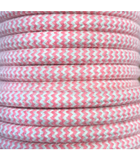 CIR62BA06 25 MTS CABLE TEXTIL ZIG-ZAG ROSA ALGODON