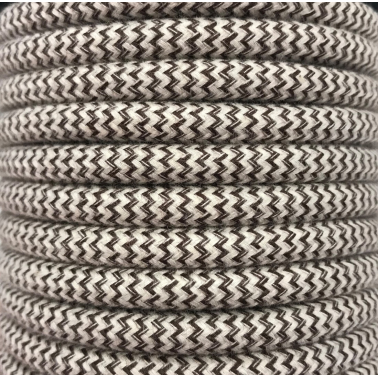CIR62BA08 5m CABLE TEXTIL MARRON ZIG-ZAG ALGODON