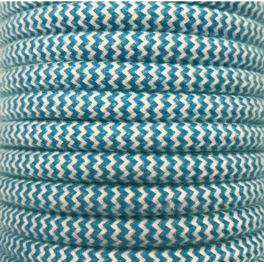 CIR62BA13 5m CABLE TEXTIL ZIG-ZAG AZUL ALGODON
