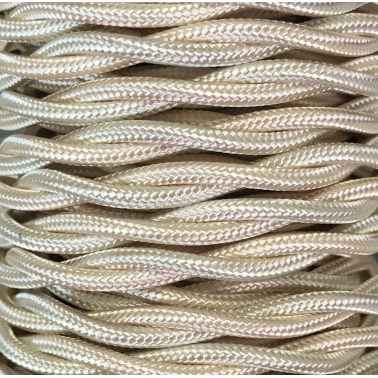 CABEXT2R03 5m CABLE TEXTIL TRENZADO BEIGE BRILLO