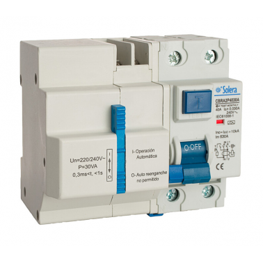 CBRA2P4030A DIFERENCIAL CON REARME 2P 40A 30mA CLASE A  SOLERA