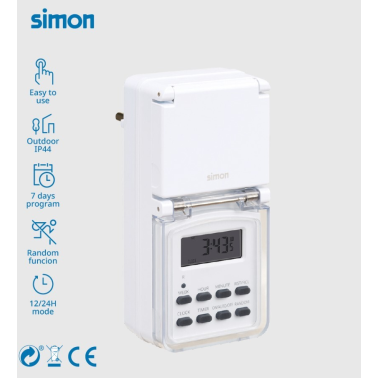 AF711201 PROGRAMADOR DIGITAL SEMANAL CON TAPA IP44 SIMON BRICO