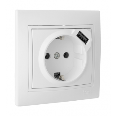ERP60USBU BASE SCHUKO CON USB BLANCA SERIE EUROPA