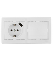 KIT-ERP-ROOM CONMUTADOR + BASE SCHUKO CON CARGADOR USB 2,1A SERIE EUROPA SOLERA