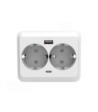 2901001 BASE DOBLE CON TOMA T EMPOTRAR 16A 250V +USB A Y B F-BRIGHT
