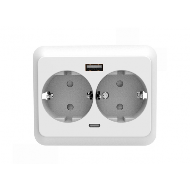 2901001 BASE DOBLE CON TOMA T EMPOTRAR 16A 250V +USB A Y B F-BRIGHT