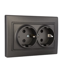 ERP602NGU BASE DOBLE SCHUKO 2P+T GRAFITO SERIE EUROPA