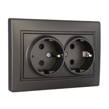 ERP602NGU BASE DOBLE SCHUKO 2P+T GRAFITO SERIE EUROPA