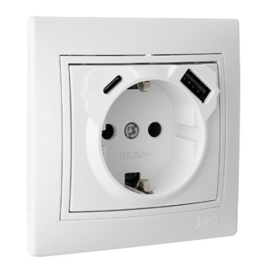 ERP60USBCU BASE SCHUKO CON USB-A+USB-C BLANCA SERIE EUROPA