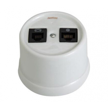 30-706-17-2 DOBLE TOMA TELEFONO 6 VIAS PORCELANA