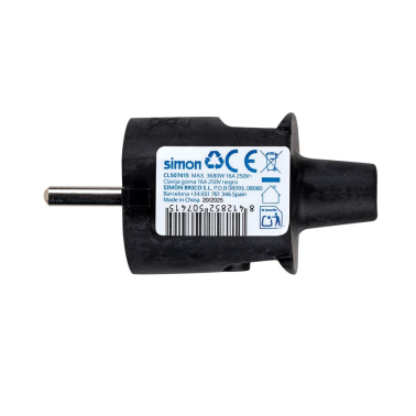 CL507415 CLAVIJA AEREA GOMA TT NEGRA 16A 230V SIMON BRICO