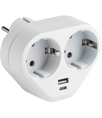 ADAPTADOR 1322 DOBLE TT C/USB 16A-250V