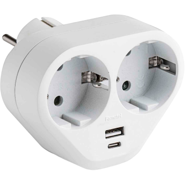 ADAPTADOR 1322 DOBLE TT C/USB 16A-250V