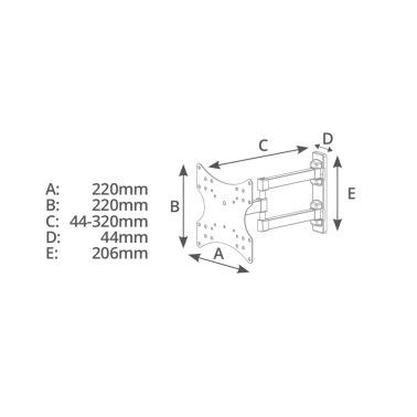 500055006 SOPORTE TV BRAZO OSCILANTE 180º 23" A 42" HOLMIOS