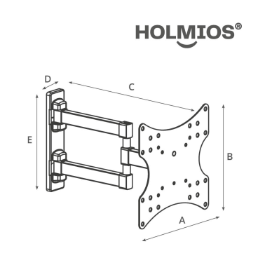 500055006 SOPORTE TV BRAZO OSCILANTE 180º 23" A 42" HOLMIOS