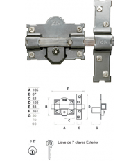 CERROJO 01559 101-R/105 70MM PINTADO