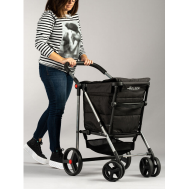 BAS001 CARRO COMPRA BASKET POLAR PLEGABLE 4 RUEDAS NEGRO ROLSER