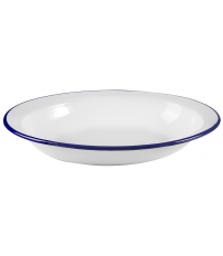 905232 FUENTE OVAL HONDA ESMALTADA BLANCA 32x25cm.