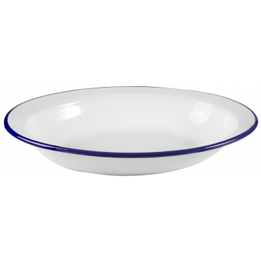 905232 FUENTE OVAL HONDA ESMALTADA BLANCA 32x25cm.