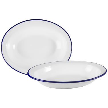 905232 FUENTE OVAL HONDA ESMALTADA BLANCA 32x25cm.