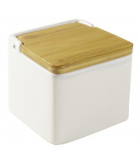 714810 SALERO DE CERAMICA Y BAMBU C/TAPA IBILI