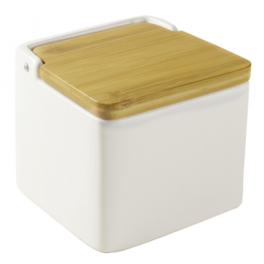714810 SALERO DE CERAMICA Y BAMBU C/TAPA IBILI