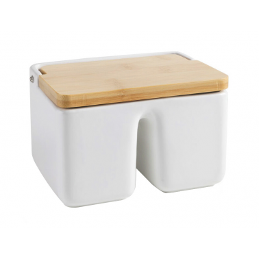 714950 SALERO BAMBU DOBLE CON TAPA 11x11cm