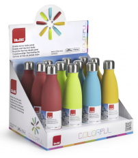 758405 EXPOSITOR 12ud BOTELLA TERMO DOBLE PARED 0,5L COLORFUL
