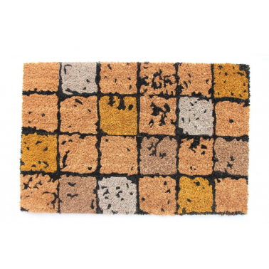 FELPUDO DE COCO ESTAMPADO MODELO CUADROS 40x60 cm