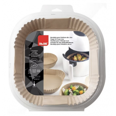 688520 50ud BANDEJA DESECHABLE PARA FREIDORA DE AIRE CUADRADA 20x20x4,5cm IBILI
