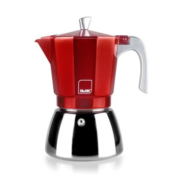 627906 CAFETERA ALUMINIO ROJA 6 TAZAS ELBA IBILI