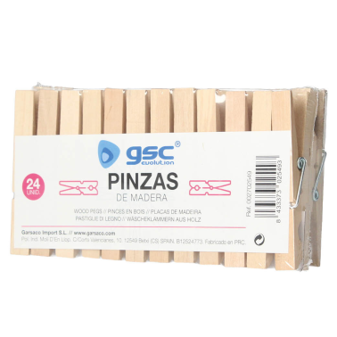 002702549 PINZAS ROPA MADERA 24ud GSC