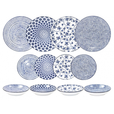 691700 SET PLATOS 12 PIEZAS ARMONIA AZUL IBILI