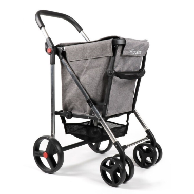 BAS007 CARRO COMPRA BASKET TWEED 4 RUEDAS GRIS ROLSER