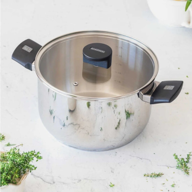 M240222 OLLA INOX 22cm CON TAPA VIDRIO ELITE MONIX