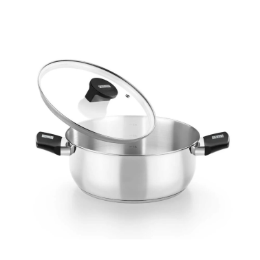 M240316 CACEROLA INOX 16cm CON TAPA VIDRIO ELITE MONIX