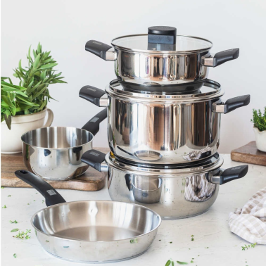 M240316 CACEROLA INOX 16cm CON TAPA VIDRIO ELITE MONIX