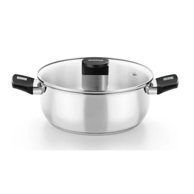 M240322 CACEROLA INOX 22cm CON TAPA VIDRIO ELITE MONIX