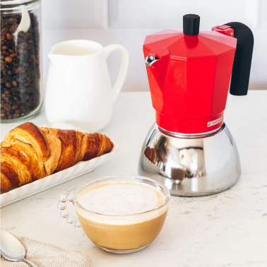 M863109 CAFETERA INOX 9 TAZAS ROJA INDUCTION MONIX