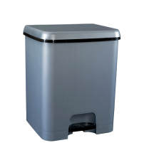 2546 CUBO DE BASURA CON PEDAL DUO ECOLOGICO 52L PLATA