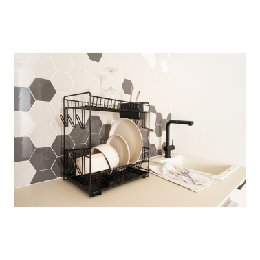 89023 ESCURREPLATOS GRANDE 18 PLATOS NEGRO 43x25x41,5cm SAUVIC