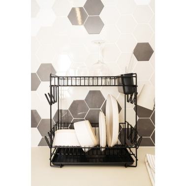 89023 ESCURREPLATOS GRANDE 18 PLATOS NEGRO 43x25x41,5cm SAUVIC