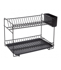 89024 ESCURREPLATOS PEQUEÑO 18 PLATOS NEGRO 38,5x25x28cm SAUVIC