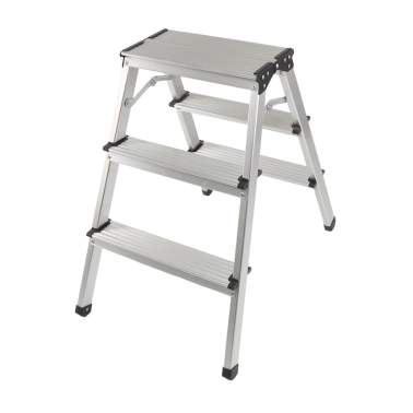 10048 ESCALERA ALUMINIO DOMESTICA 3 PELDAÑOS MADER