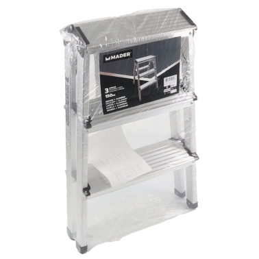 10048 ESCALERA ALUMINIO DOMESTICA 3 PELDAÑOS MADER