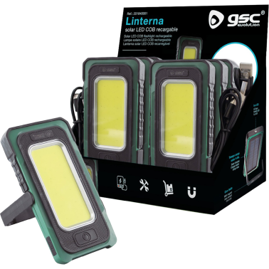 LINTERNA SOLAR LED COB RECARGABLE 750LM