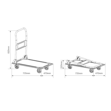 502007001 CARRO PLATAFORMA DE TRANSPORTE PLEGABLE CON FRENOS MAX 150Kg GSC