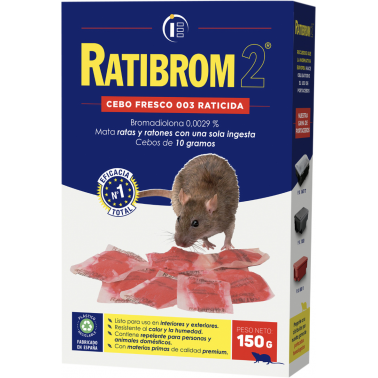 RATICIDA CEBO FRESCO RATIBROM 2 SC 150GR
