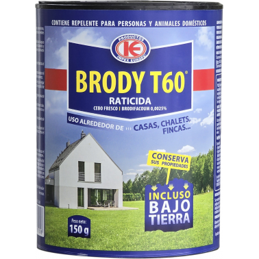 RATICIDA CEBO FRESCO BRODY T60 150GR